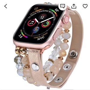 Rose gold faux Leather and Crystal Apple Watch Band/Bracelet for APPLE WATCH